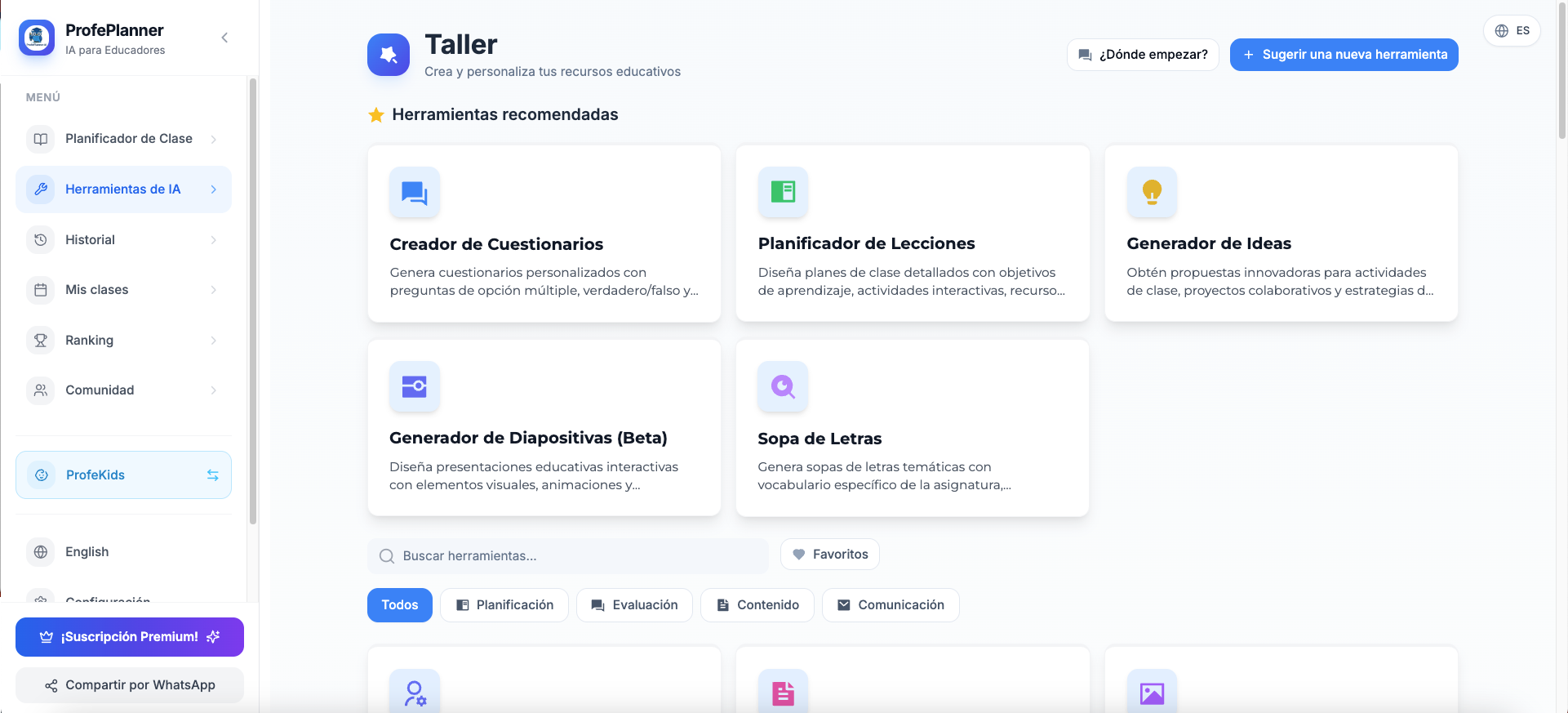 Vista previa de ProfePlanner